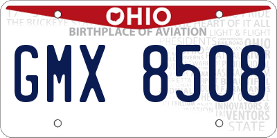 OH license plate GMX8508