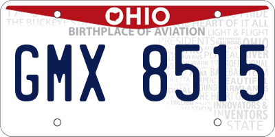 OH license plate GMX8515