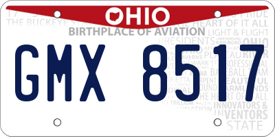 OH license plate GMX8517