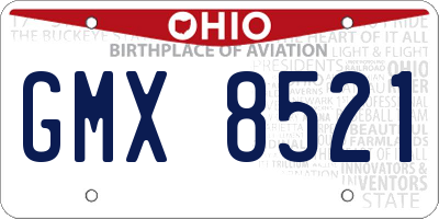 OH license plate GMX8521