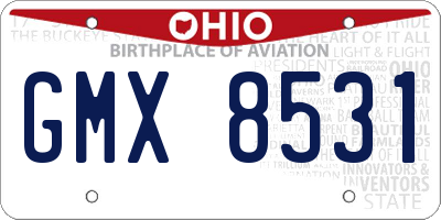 OH license plate GMX8531