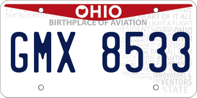 OH license plate GMX8533