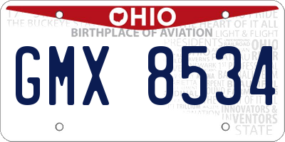 OH license plate GMX8534