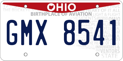 OH license plate GMX8541