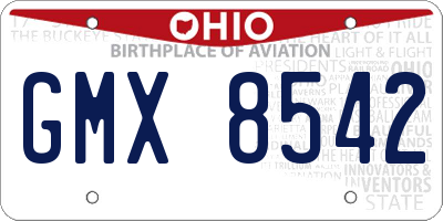 OH license plate GMX8542