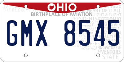OH license plate GMX8545