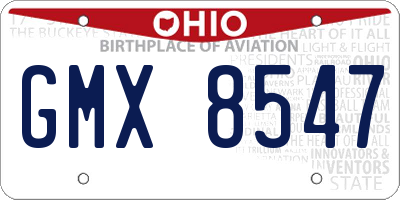 OH license plate GMX8547
