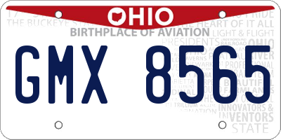 OH license plate GMX8565