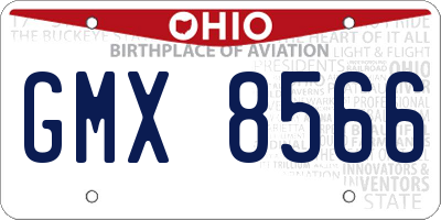 OH license plate GMX8566