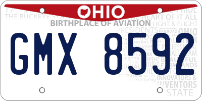 OH license plate GMX8592