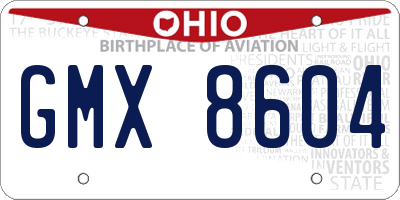 OH license plate GMX8604