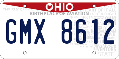 OH license plate GMX8612