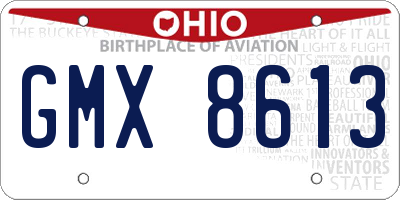 OH license plate GMX8613