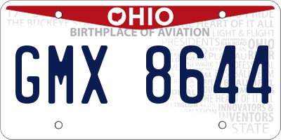 OH license plate GMX8644