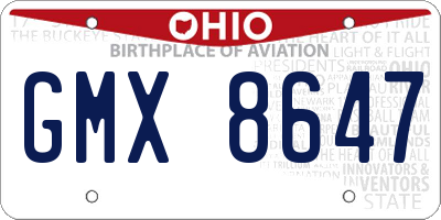 OH license plate GMX8647