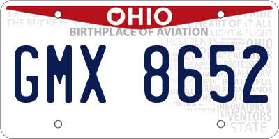 OH license plate GMX8652