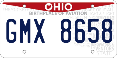 OH license plate GMX8658