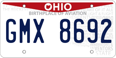 OH license plate GMX8692