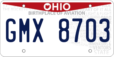 OH license plate GMX8703