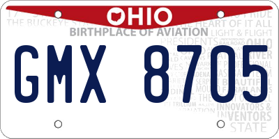 OH license plate GMX8705