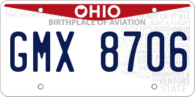 OH license plate GMX8706