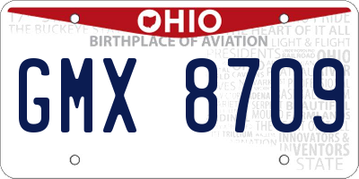 OH license plate GMX8709