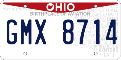 OH license plate GMX8714