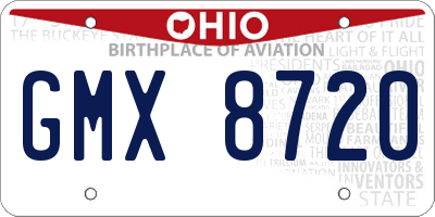OH license plate GMX8720