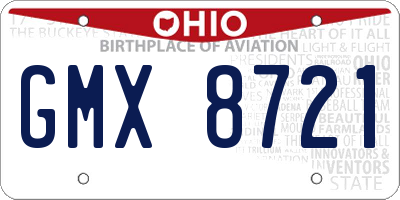 OH license plate GMX8721