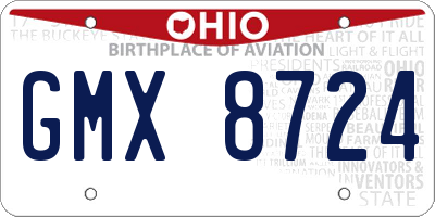OH license plate GMX8724