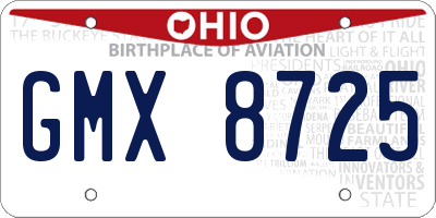 OH license plate GMX8725