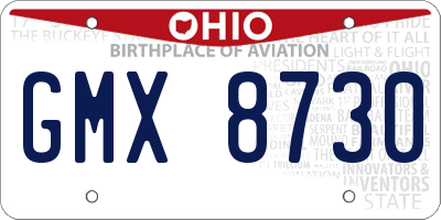 OH license plate GMX8730