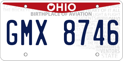 OH license plate GMX8746