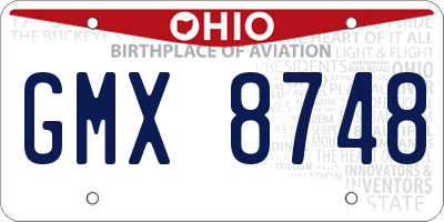 OH license plate GMX8748