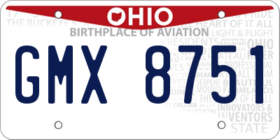 OH license plate GMX8751