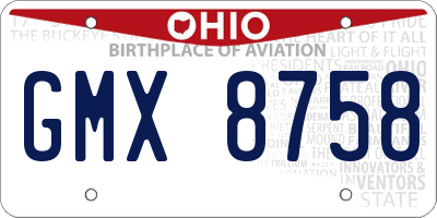 OH license plate GMX8758