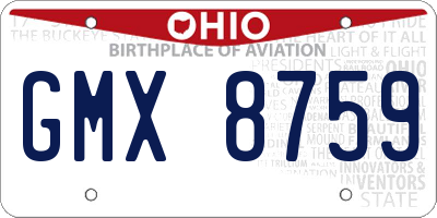 OH license plate GMX8759