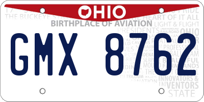 OH license plate GMX8762