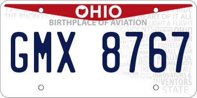 OH license plate GMX8767