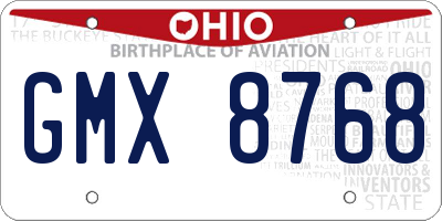 OH license plate GMX8768