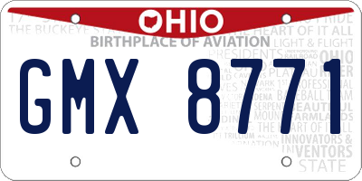 OH license plate GMX8771
