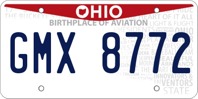 OH license plate GMX8772