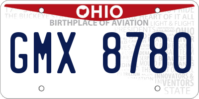 OH license plate GMX8780