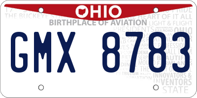 OH license plate GMX8783