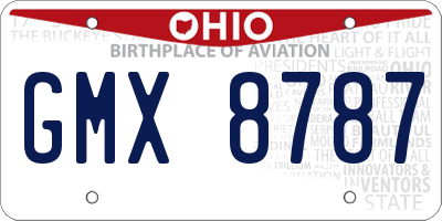 OH license plate GMX8787