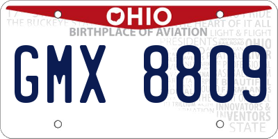 OH license plate GMX8809