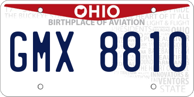 OH license plate GMX8810