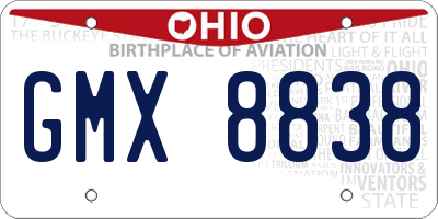 OH license plate GMX8838