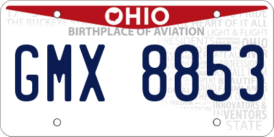 OH license plate GMX8853