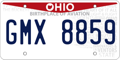 OH license plate GMX8859